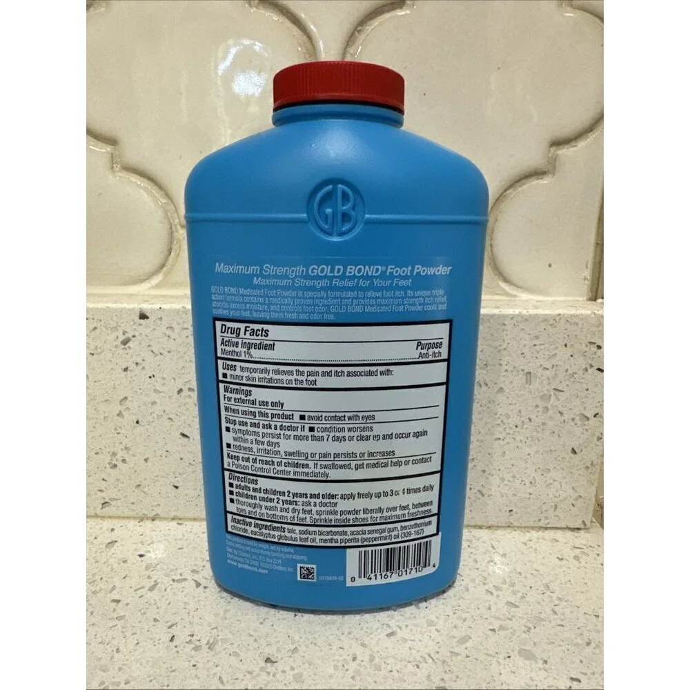 Gold Bond Maximum Strength Foot Powder, 10 Ounce Blue Bottle New WITH TALC